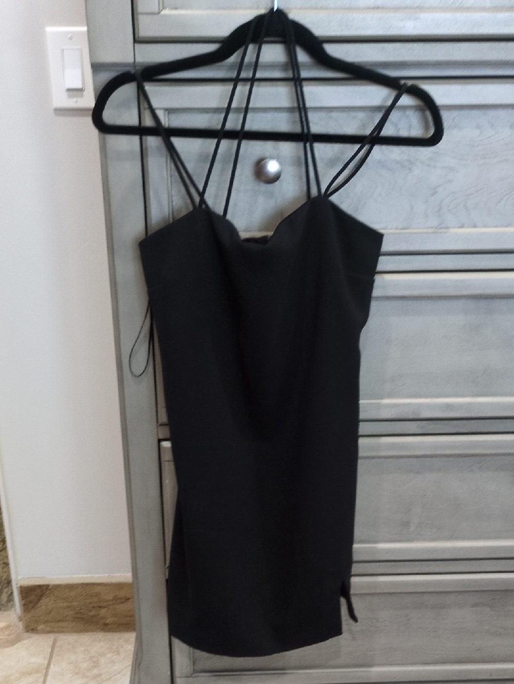 Zara Black Double-Strap Slip Dress Small